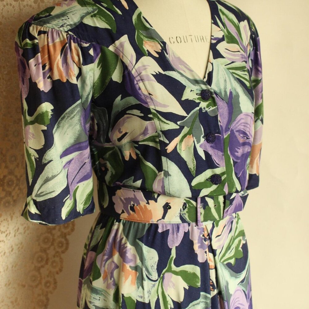 Vintage 1980's Dress with Pockets and Belt, Ed Michaels by Melanie Drucher - Picture 7 of 15